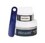 Sheppits Premium Shoe Cream (Natural) & Shoe Horn (Navy Blue) Combo | Shoe Care Kit