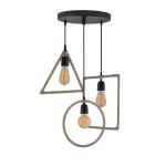 Homesake3-Lights Round Cluster Chandelier Hemp Rope Rectangle, Triangle, Round Hanging Pendant Light With Braided Cord