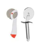 Blue Wonder Stainless Steel Apex Pizza Cutter With Stainless Steel SS Pizza Cutter and (Multicolour, Pack of 2)