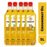 Pinkcity Wellness Groundnut Oil 5L (1Lx 5 Bottles) | Peanut Oil |Wood Pressed