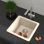 Carysil Original SCHOCK German Engineered Technology Quartz Neo Salsa Single Bowl Kitchen Sink - (Cream, 16x18)