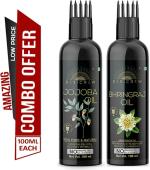 Desi Crew Jojoba and Bhringraj Oil Cold Pressed for Skin, Body and Hair Care 100 ml Each