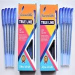 Swarnalekha 50 Blue TRUE LINE Use & Throw Ballpoint Pen Direct Fill Blue ink Throw Away Xtra Write DF Ball Pens Set (Pack of 50 Pen)