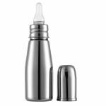 PGD Plain Silver Stainless Steel Baby Feeding Bottle, Slim Design, Mirror Finish - (0-24 months) - 250 ml