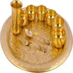 Shivshakti Arts Pack of 10 Brass Dinner Set (Gold)
