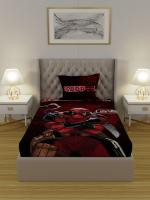Marvel Avengers Deadpool Print Cotton Single Bedsheet 60 x 90 inch with Pillow Cover 17 x 27 inch