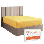 SGI Double 72x48 Inch Fitted Bedsheet with 2 Pillow Covers Golden Solid 600 Thread Count Pure 100% Egyptian Cotton All Around Elastic 12