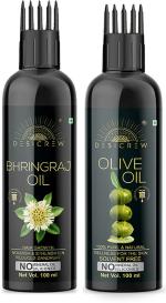 Desi Crew Bhringraj and Olive Hair Oil for Skin, Body and Hair Care 100 ml Each