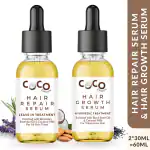 Coco Crush Pack of Hair Growth Serum & Leave-in Hair Repair Treatment Serum with Rosemary Oil | 100% Natural | Pack of 2 - 30ml each