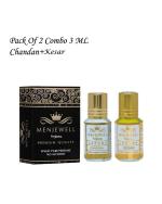 Menjewell Pack Of 2Pc Attar Kesar 3ml, Chandan 3ml Attar Perfume Floral Attar