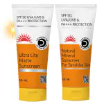 Dermistry Ultra Lite Matte Finish for Oily Acne Prone and Natural Mineral Based Sunscreen for Sensitive Skin & Children with SPF 50 UVA UVB PA+++ Sun Protection Water Resistant Men And Women