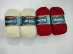 vardhman knitting yarn magnus yarn (Pack of 4 balls - each ball -100 gm) 2 CREAM & 2 RED BALLS