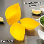 Inpro Serve in Small Snacks Bowl Set Of 12-Designer Shape Plastic Bowl in Yellow Color