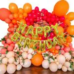 Festiko Happy Birthday Orange, Pink Combo (54 Pcs), Birthday Celebration, Party Decoration Supplies (Balloons Arch Kit, Happy Birthday Foil Balloons)