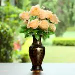 Natural Looking Artificial 10 Cream Rose Flower Bunch For Home Office Table Decoration