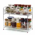 Plantex Stainless Steel 2-Tier Spice Rack Organizer or Storage Rack Holder for Kitchen (Chrome)