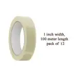 KOMAGAL Transparent Tape 1 inch Width, 100 meter Length, Pack of 12 (Premium Quality | All Packaging | Home, Office and Industrial Uses)