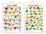 GO WOO Combo of 2 Alphabet and Vegetables Educational Posters for Preschool Kids | Charts for Kids