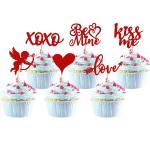 Festiko 36 Pack Valentines Day Cupcake Toppers Red Glitter Sweet Love Kiss Me Cupid Be Mine Cupcake Food Picks Valentines Day Theme Wedding Bridal Shower Birthday Cake Supplies