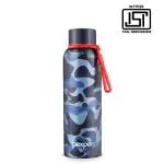 Pexpo Bravo Hot & Cold ISI Certified Flask | Stainless Steel Water Bottle - 700ml Denim Blue with Printed Design Thermoflask | Office| Gym| Travelling| Home| School| Adults & Kids