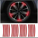 CARIZO 3D VIEW Reflective Wheel Tire Rims Stripes Stickers (Pack of 20, Red) Decals Exterior Accessories Compatible with Hyundai i20 Magna/Asta/Sportz (2020-21)