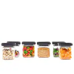 6 Piece Black Plastic Storage Containers | Kitchen Storage, Pantry Organization, Multipurpose | 500 ML | Air-Tight | BPA Free
