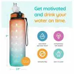 JACKSTAR Water Bottles 1 Litre Sipper Bottle For Adults Kids Boys Girls Water Bottle 1 Litre Motivational Water Bottle Sipper With Straw & Time For Gym Office Home Water bottle for kids