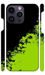 YAPZONE Funky Green Color on Black Background Abstract |Designer Printed Hard Back Cover for Apple iPhone 14 Pro Premium & Attractive Case for Your Smartphone