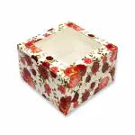 PAPYRUS Window Box For Cake Box 1/2-1 kg | (8 * 8 * 5 (Pack Of 10) | Printed Window Floral Boxes | Window Boxes For Packaging | Cake Box With Window | SBS Board Paper transparent