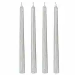 SITARA CRAFTS Silver Taper Candle 2 x 2 x 25 cm (Pack of 4)