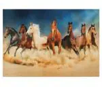 BM TRADERS Classic 7 Vaastu Running Horses Fine Art Print Poster without Frame (20 x 28 inch)
