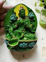 BAKA Resin Green Tara Maa Statue Religious Idol Decorative Showpiece |Statue For Home & Office Decor, 5 inch