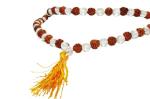 Feel Touch Mart Sphatik Rudraksha Mala High Premium & Fabulous Round Shape for Pooja Jaap Raiki Original Certified