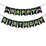 Zyozique Video Game Birthday Banner - Video Game Party Supplies Happy Birthday Bunting Garland for Boys Kids Player Geeks Gaming Themed Party Decorations Assembled Banner