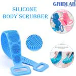 GRIDLAB Body Back Side and Foot Cleaning Brush Bathing Brush Exfoliating Back Scrubber for Shower loofah Silicone Scrubber Belt