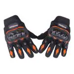 Steelbird GT-01 Full Finger Bike Riding Gloves with Touch Screen Sensitivity at Thumb and Index Finger, Protective Off-Road Motorbike Racing (M, Orange)