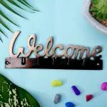 RAB Key Stand Wall Mounted Metallic Key Holder with 5 Hook for Home Decor (Design- Welcome Antique(256) 5 Hooks )