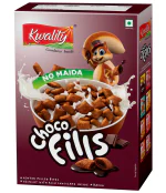 Kwality Choco Fills 250g box | Chocolate Flavor, 0% Maida | Crunchy bites filled with rich chocolate | Healthy Food & Breakfast Cereal for Kids| High in Protein & Fiber