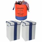 WINI KRAFTS Laundry Basket & Bag In Multicolor-(Non-Woven) Pack of 3