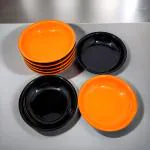 Inpro Serve in Style with our Plastic Quarter Plate Set of 12 (6 Black & 6 Orange)- Perfect for Snacks and Dinner Parties!