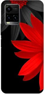 Zepboom Vivo Y21A, V2149, Vivo Y21E Red, Black Plastic Flowers Printed Dual Protection Back Cover