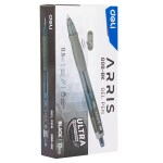 Deli ARRIS Black Gel Pen Set for Student, Office,12pcs, Ergonomic grip 0.5mm(EG08-BK)