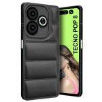 Fashionury Back Case Cover for Tecno Pop 8 | Matte Soft Case |Compatible for Tecno Pop 8 Back Cover | Liquid Silicon Puff Case for Tecno Pop 8 with Camera Protection | (Black)