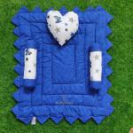 Motherhood Blue Cotton Baby Mattress Bed With Side Support Heart Shaped Pillow