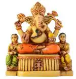 Webelkart Adorable Lord Ganesha with Riddhi & Siddhi Showpiece - 12.7 cm (Stoneware, Multicolor)