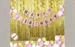 FANEX Solid Happy Birthday Banner, Fringe Curtain and BalloonSet(Pack of 34)