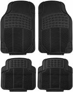 Riderscart (4 Pcs) Full Set Ridged Heavy Duty Anti- Slip Car Rubber Floor/Foot Mat for Chevrolet Spark (Non Slip, Black)