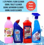 Dropster Cleaning Combo Of 4 (Phenyl, Toilet Cleaner, Bathroom Cleaner, Glass Cleaner)