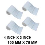 VCR 4 x 3 Direct Thermal Label Sticker - 4 x 3 inches - 100mm x 75mm - 500 Labels Per Roll - Pack of 4 Rolls - White Self Adhesive Sticker for Printing Shipping or Barcoding Labels 1 inch core