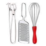 DreamBasket Stainless Steel Cheese Grater & Pakkad & Egg Whisk for Kitchen
